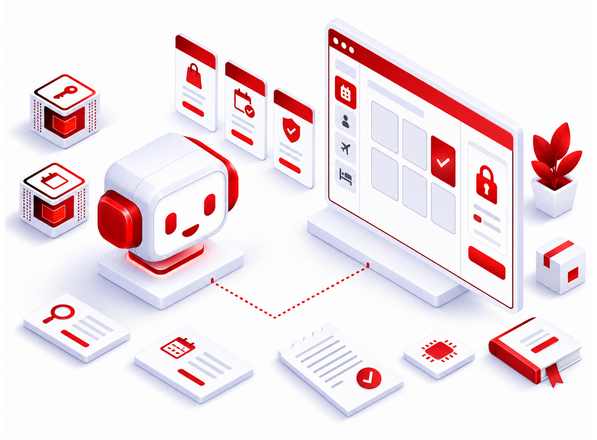 KI-Agent bereitet eine Buchung über eine Webplattform mit Freigabe vor
